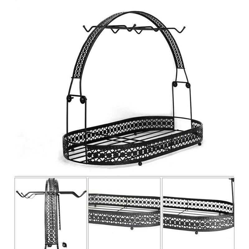 Piscepio Coffee Cup Holder Stand - Wrought Iron Mug Rack and Dishes Organizer - Drainer Storage Drying Rack for Counter, Cabinet, Table, Kitchen, Restaurant, Office (Black B) - Image 2